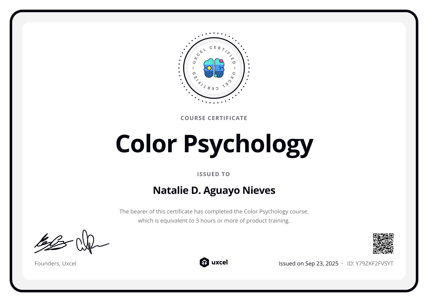 Natalie D. Aguayo Nieves's certificate